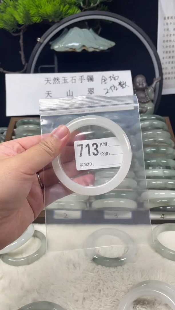 未镶嵌手镯石英质玉（天山翠）713