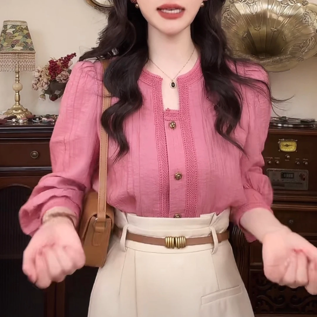 高级感法式洋气减龄百搭衬衫女2025春季新款时尚气质独特别致上衣