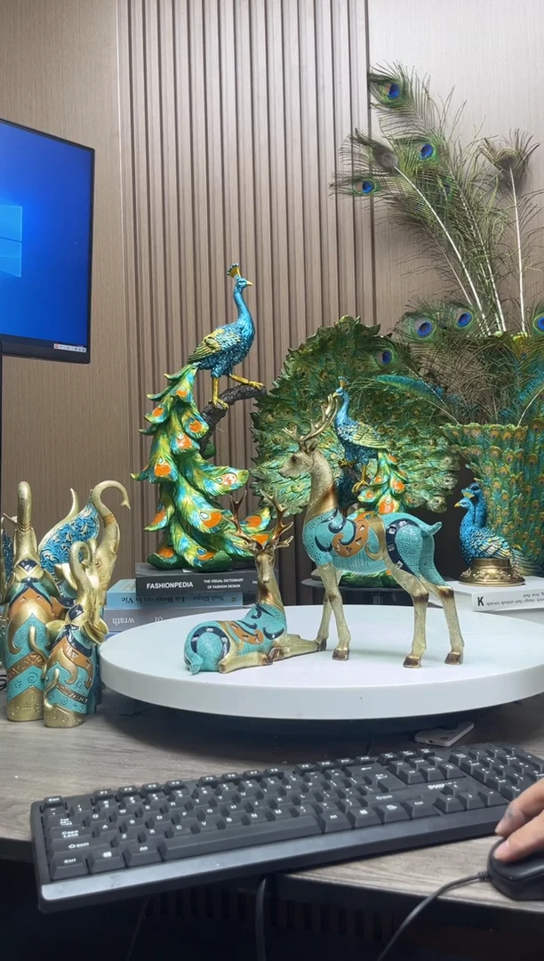 有机玻璃32高情侣对鹿摆件一对价