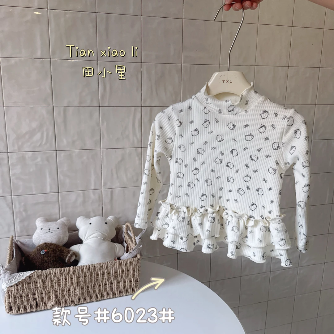 【田小里】25秋冬～女童满印KT花边T6023