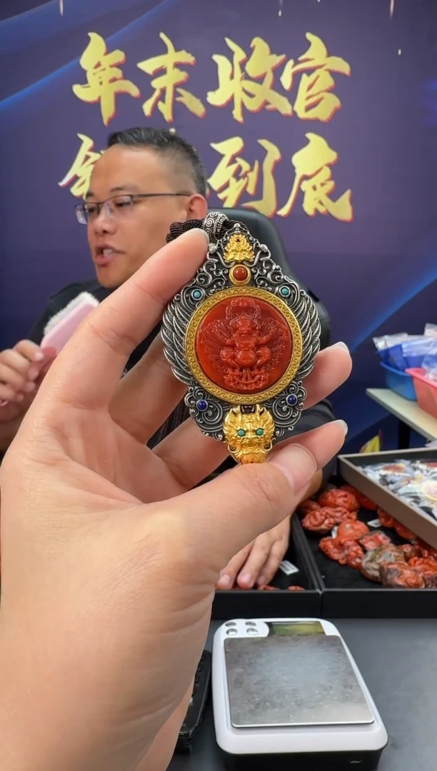 【闪购商品】南红玛瑙雕刻银S925镶嵌095ZB0119产品一个