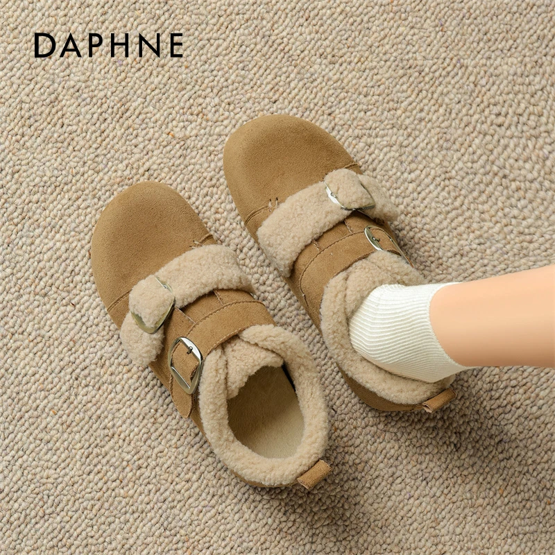 达芙妮复古勃肯鞋女2025新款冬季毛毛东北保暖棉鞋厚底户外雪地靴