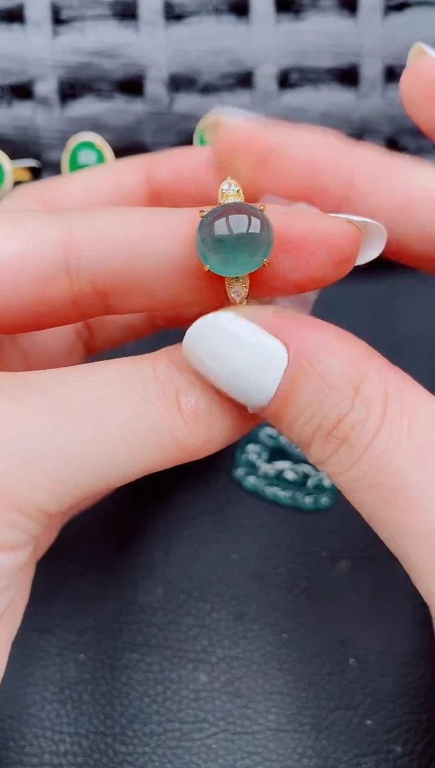 【闪购商品】翡翠戒指银S925镶嵌天然a货翡翠721
