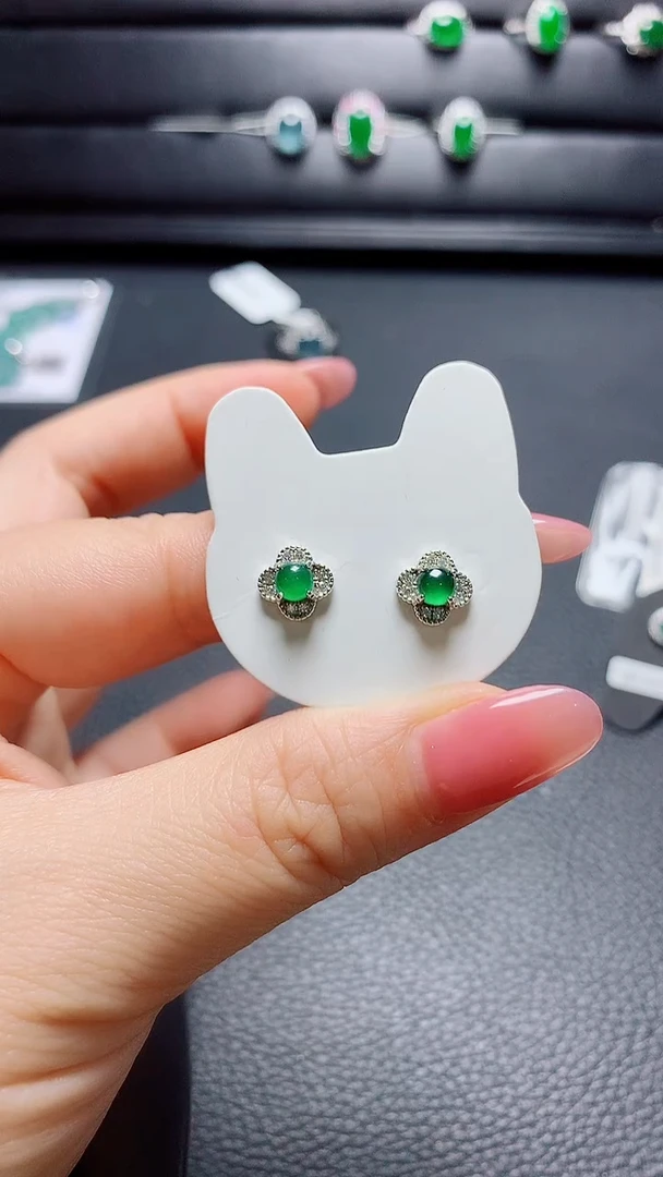 银S925镶嵌戒指翡翠天然翡翠s925银镶嵌