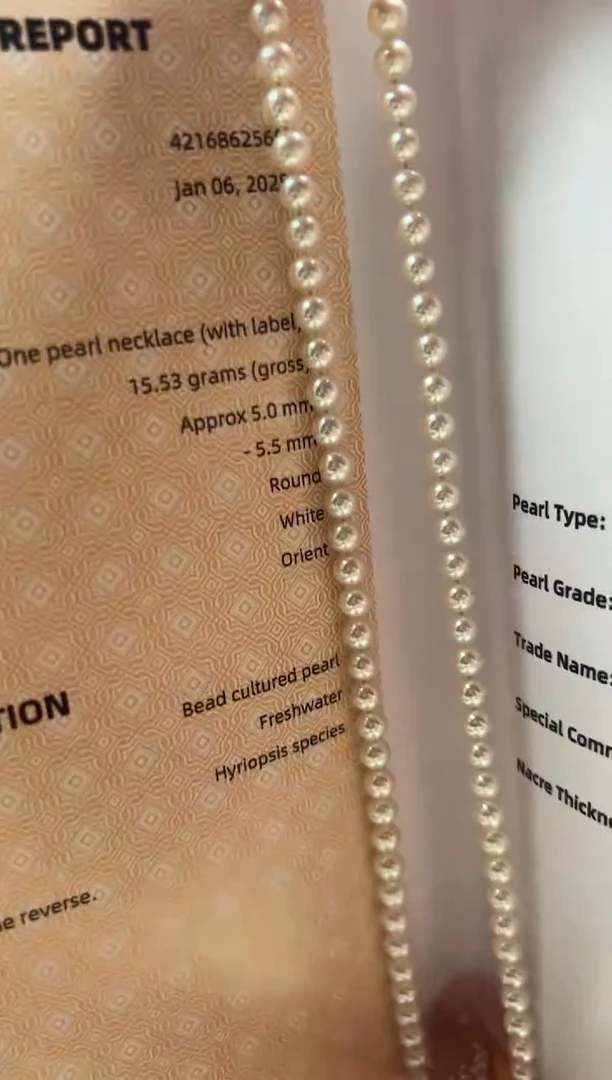 银S925镶嵌淡水珍珠DA 串链带吉尔德大证 5-6 xs005