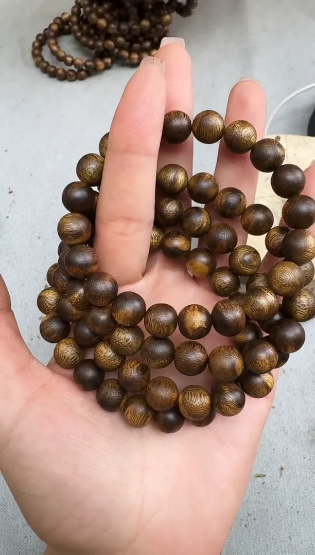 沉香手串1007虎斑棋圆珠单圈多样性发一
