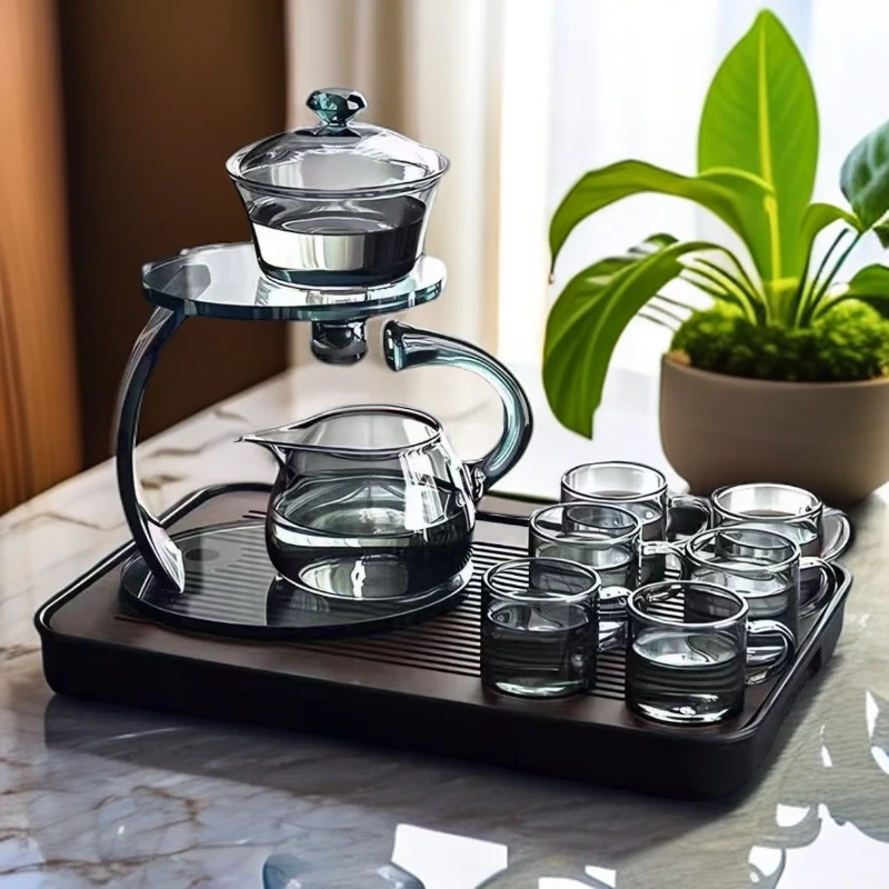 高硼硅玻璃防烫创意磁吸茶道家用茶水分离懒人简约高档泡茶茶具