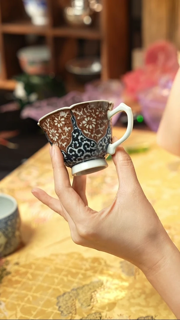 【见珊】卷草扁菊咖啡杯