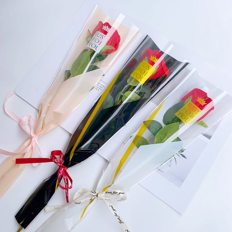 七夕情人节玫瑰花包装袋单支袋玫瑰花束袋单支花束包装