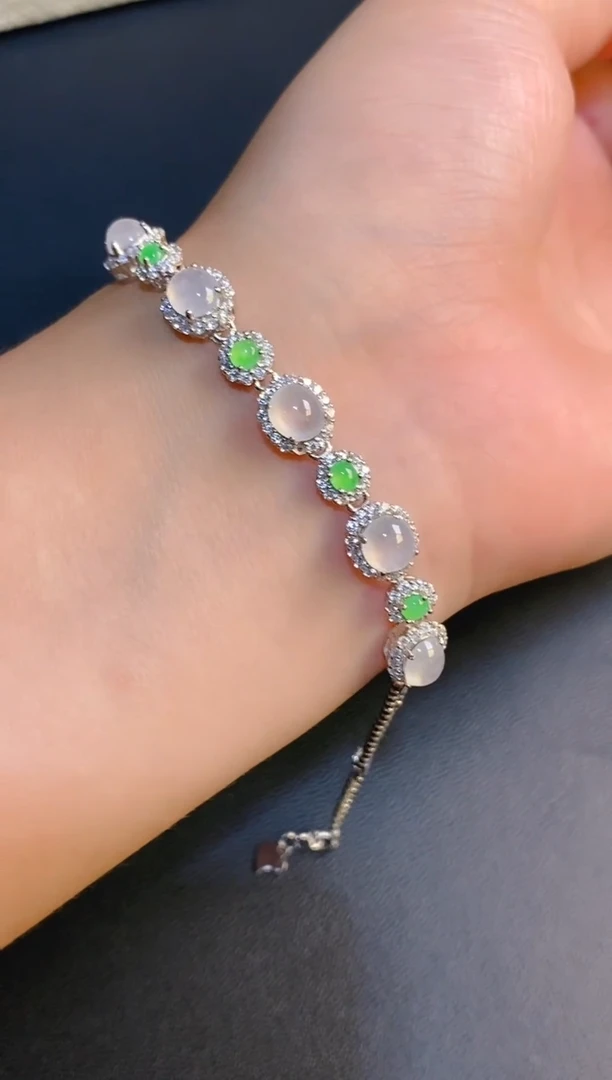 银S925镶嵌翡翠耳饰天然