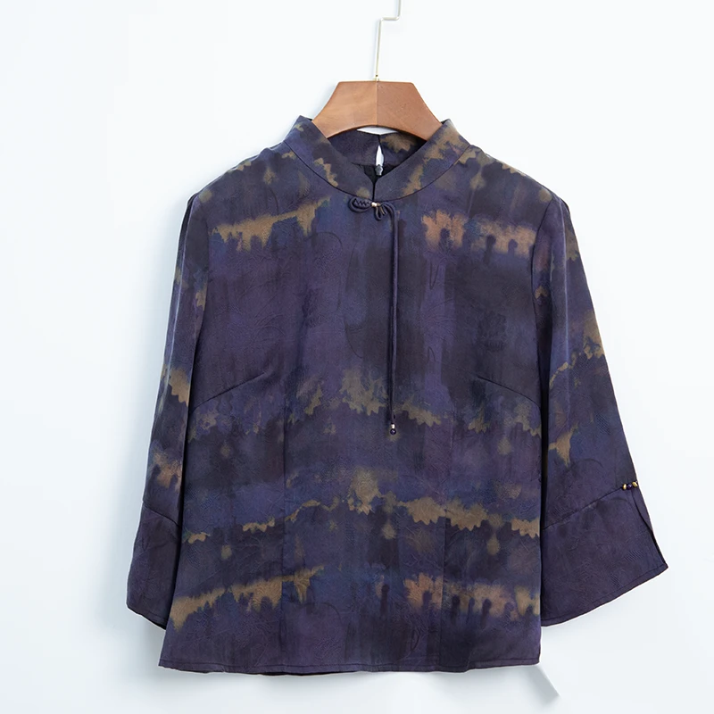 【秋凝】桑蚕丝长袖小众时尚设计感显瘦宽松百搭长袖衬衫X2155