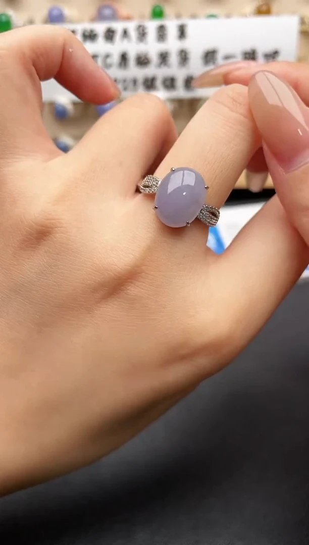 银S925镶嵌戒指翡翠一物一证一礼盒