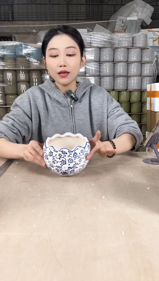 【闪购商品】陶瓷蛋壳白青花瓷小号14x12