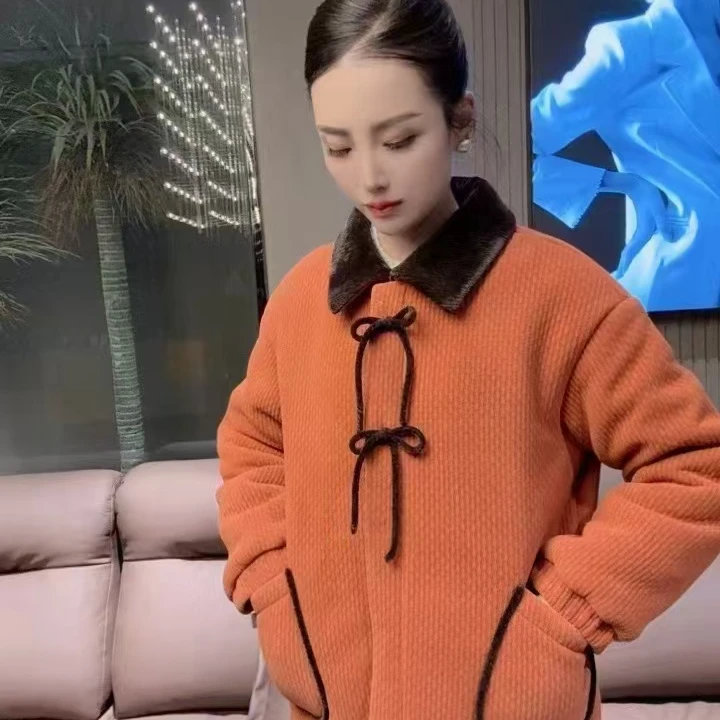 【2024】雪尼尔小翻领三层加绒加厚可外穿家居服单件秋冬宽松时尚女