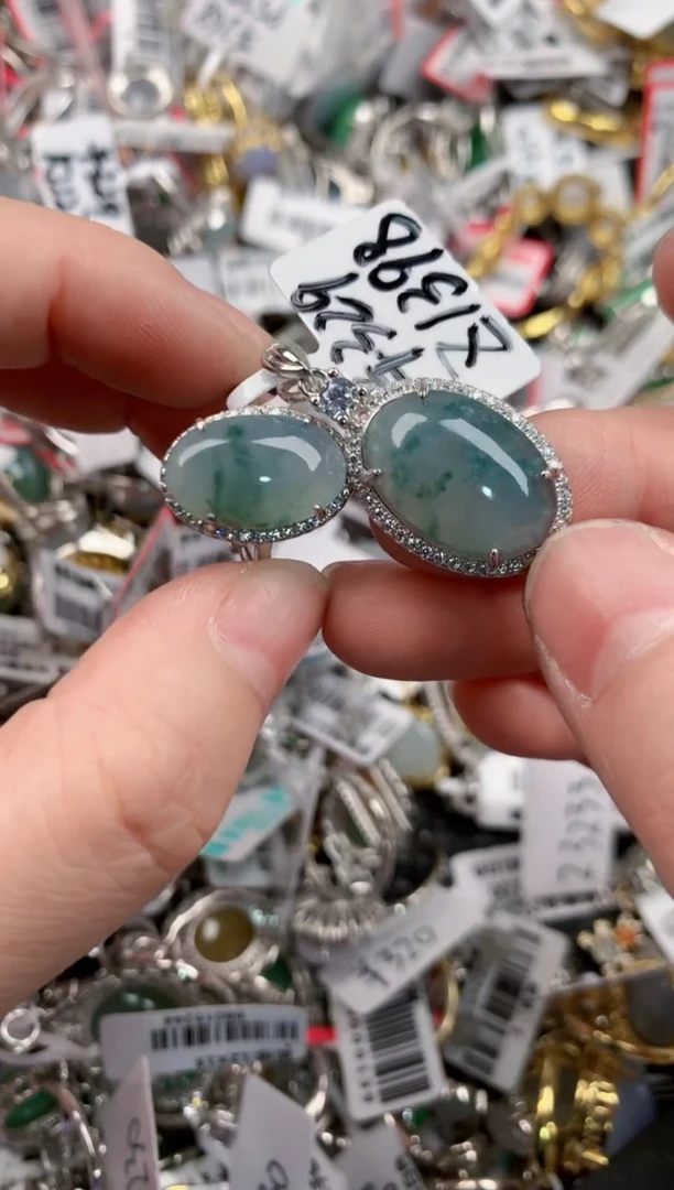 银S925镶嵌戒指翡翠7777       4