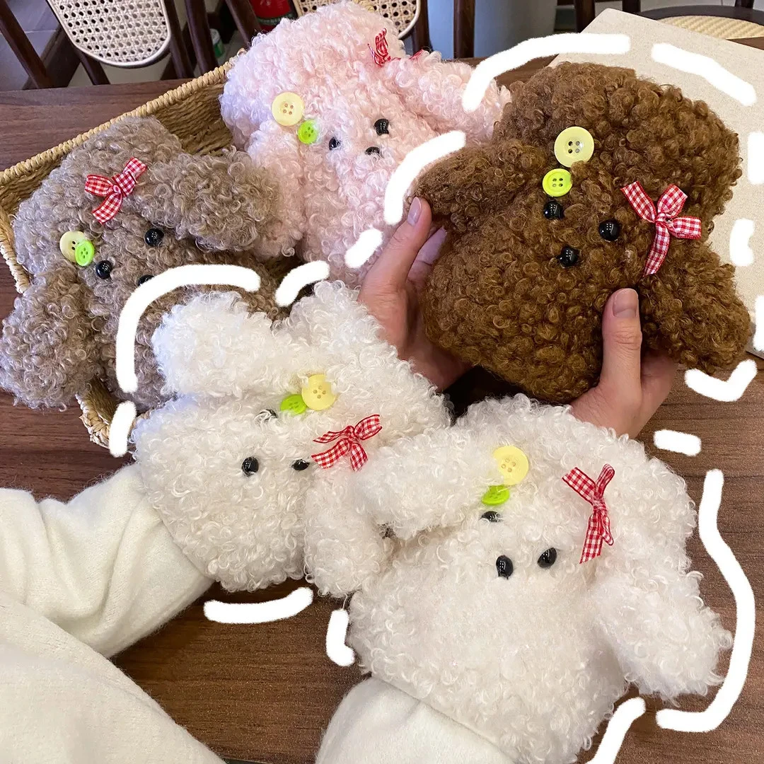 儿童冬季袖套专用防脏可爱泰迪狗护袖孩子加绒加厚毛绒手袖