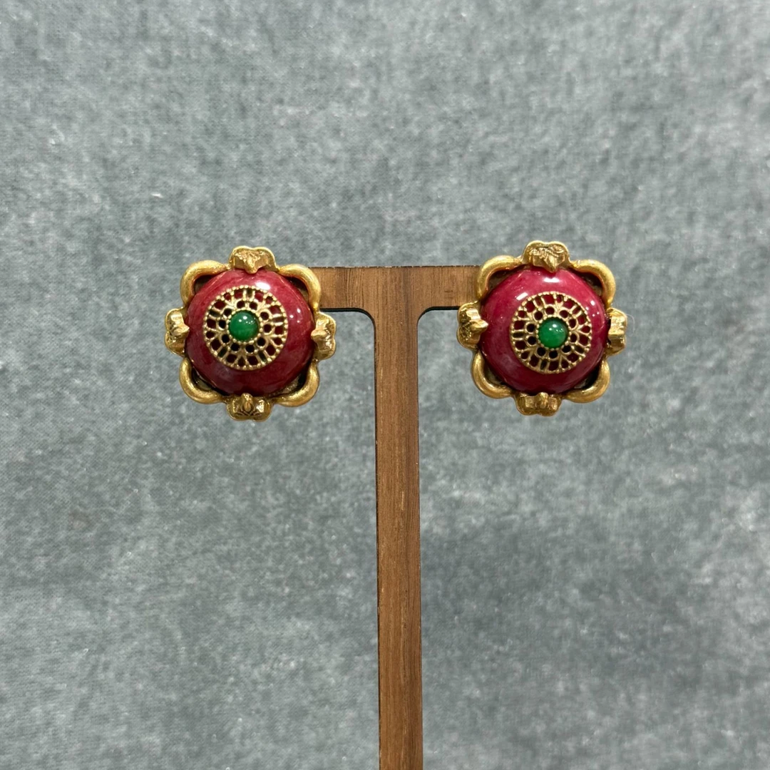 铜合金耳饰 简约时尚气质百搭红色耳饰2591311