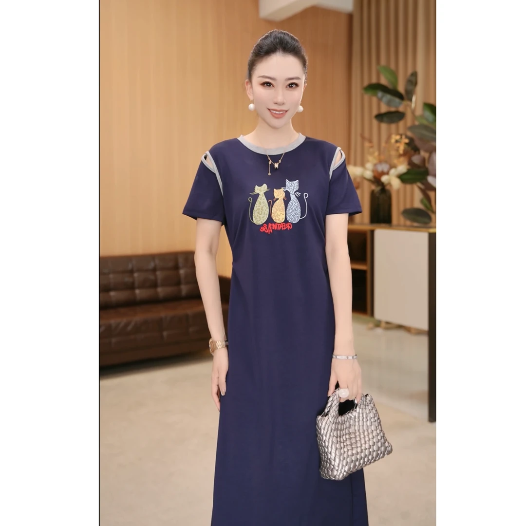 林果&季得 【热带岛屿】时尚减龄气质百搭女士中长连衣裙