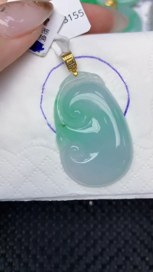 颈饰18K金镶嵌翡翠天然缅甸翡翠a货百元以上9元证书费自理