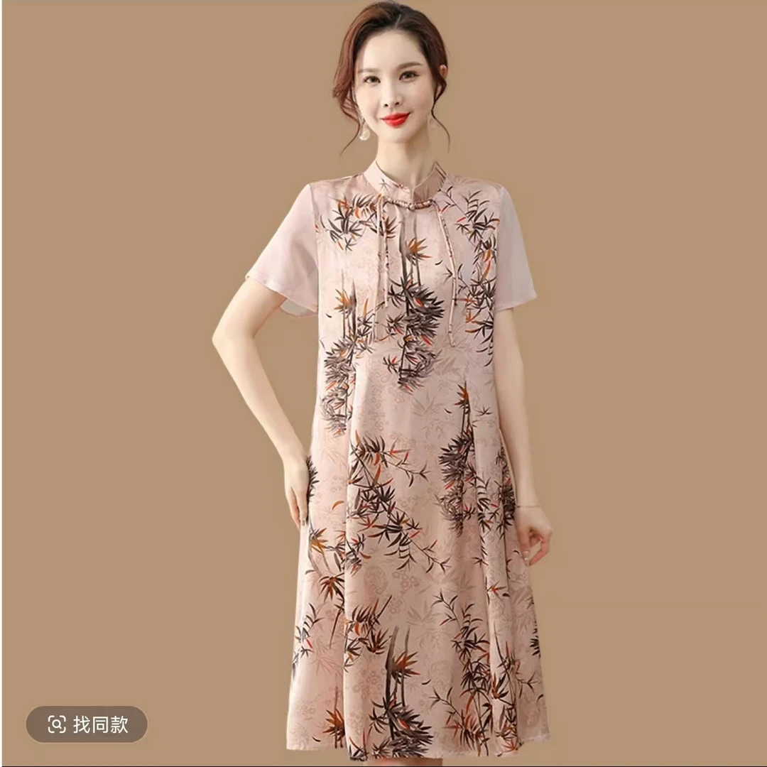 329-夏季中老年女装汉服薄款常规款新中式中国风裙子