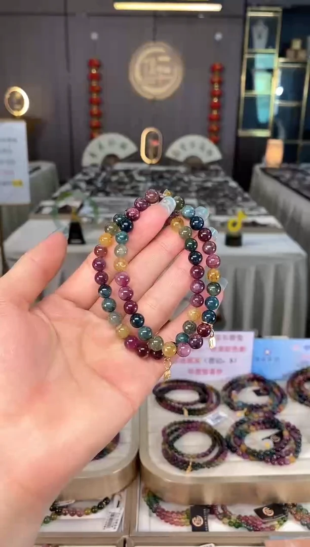 未镶嵌老矿碧玺色标彩虹单圈手串6mm+碧玺多样性发一条mz
