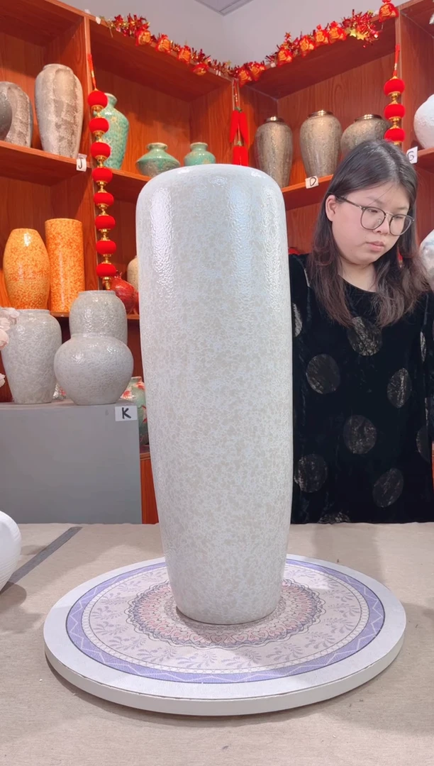 【闪购商品】瓶茶白60cm落地 陶瓷花瓶 无花