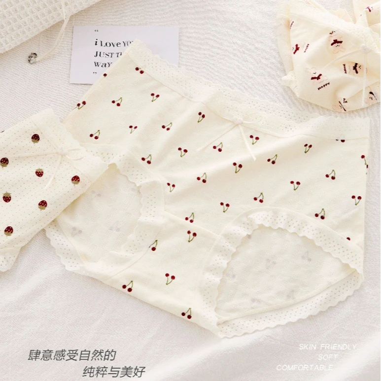羽她品牌2025春夏新白色恋人系列日系波点棉质清新亲肤女士内裤