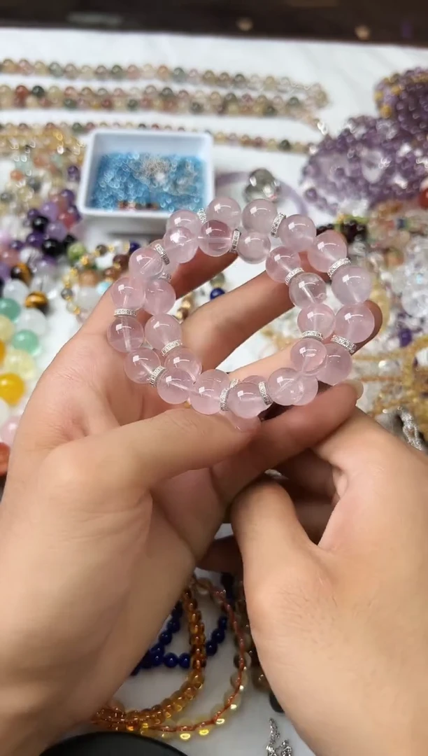 钛钢手串水晶?****?粉水晶手串 多样性发其一 11mm+