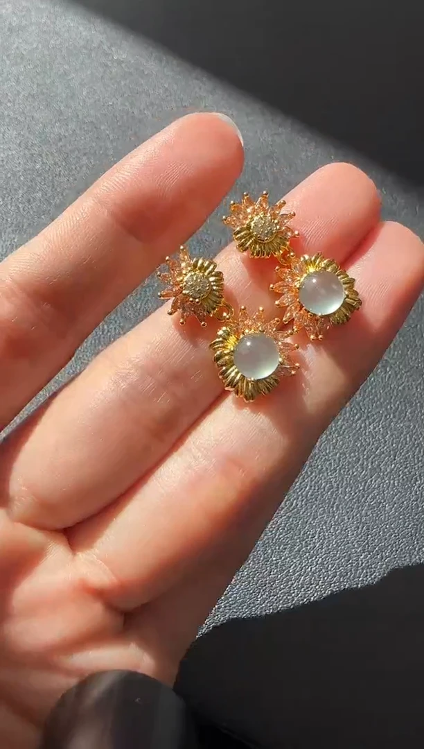 【闪购商品】翡翠耳饰银S925镶嵌银镶