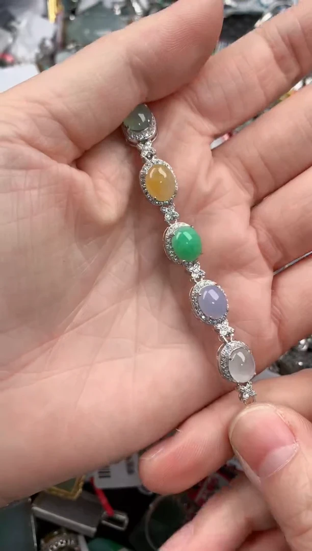 银S925镶嵌戒指翡翠555---5