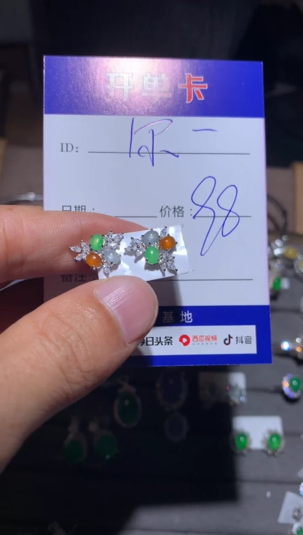 【闪购商品】翡翠耳饰银S925镶嵌定向 尔雅