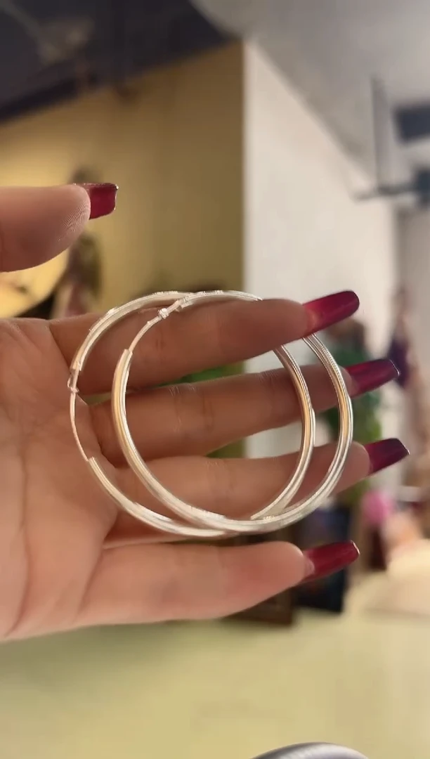 无925银小*子4CM耳圈