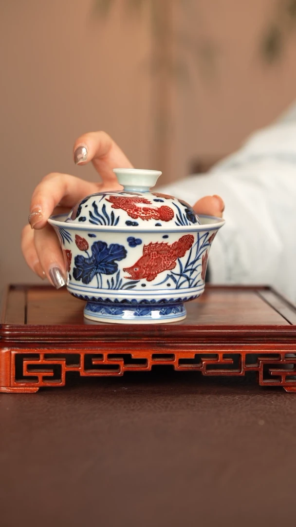 【闪购商品】盖碗永明尚玩景德镇手工手绘陶瓷+-