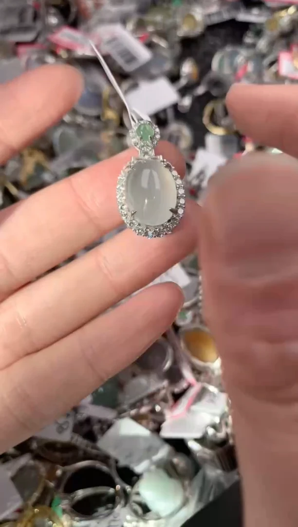 银S925镶嵌戒指翡翠11   6