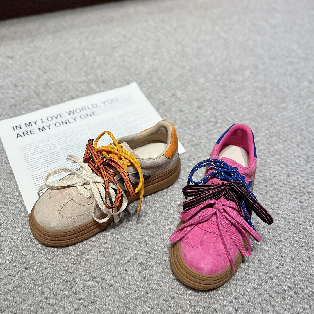 Princess Roche【设计师款】25春季圆头德训鞋真皮厚底火龙果色板鞋