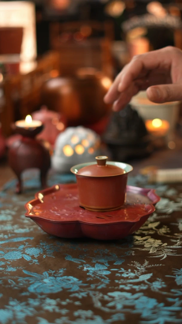 【闪购商品】马蹄柿红有两才盖碗