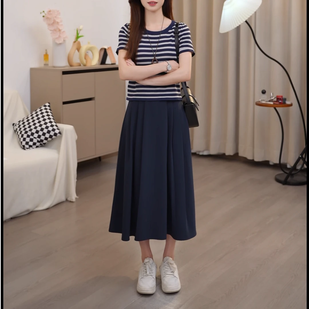 小个子百褶裙早秋针织时尚上衣套装半裙连衣裙套装中长期休闲风