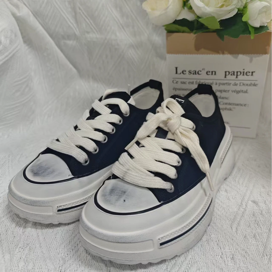 厚底帆布鞋女款2025新款夏季透气脏脏鞋女增高F8-0091