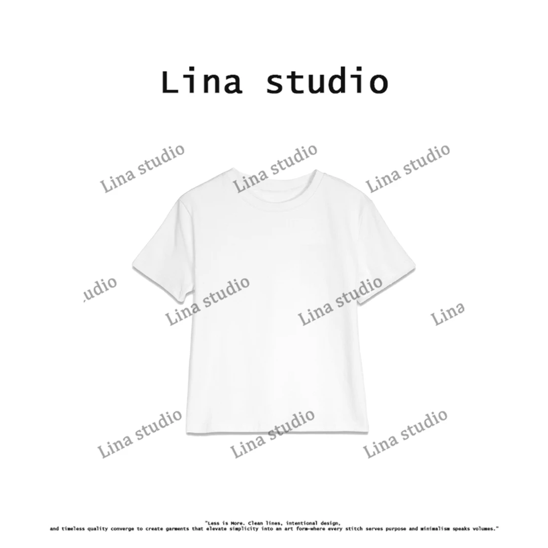 Lina studio“浪漫巴黎” 短袖女春季圆领打底衫高级感T恤