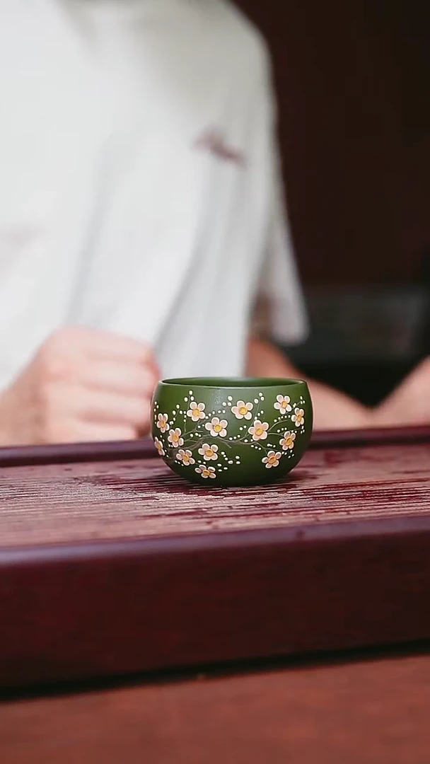 紫砂公道杯宜兴原矿紫砂    绿泥梅花普洱