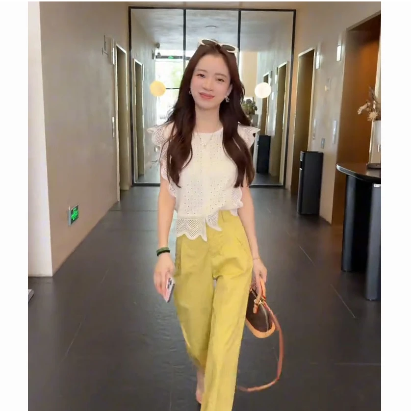 夏季温柔穿搭2025年新款韩系百搭简约小飞袖上衣