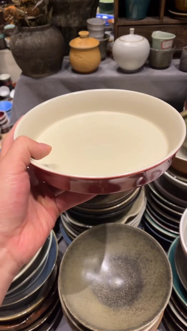 【闪购商品】瓷片724微瑕外红内黄立口菜盘1个