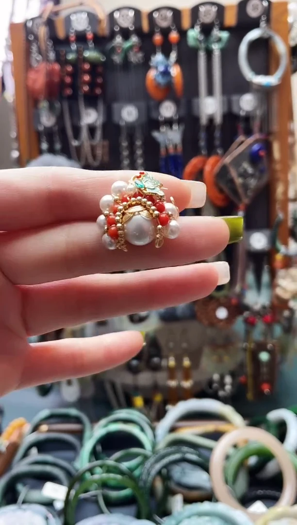 合金戒圈拼合珍珠（马贝珠）饰品