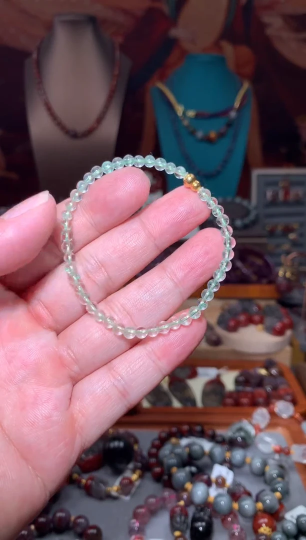 18K金镶嵌珠宝半成品水晶翠幽灵手串