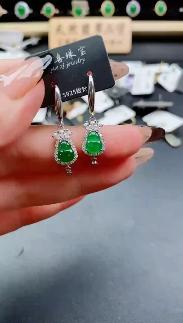 银S925镶嵌戒指翡翠1