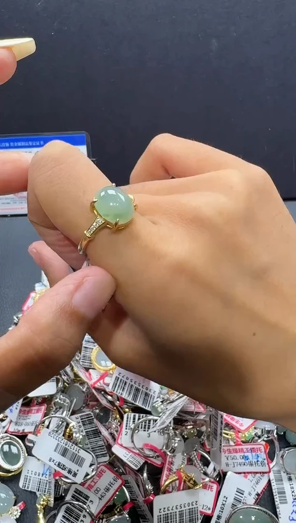 翡翠戒指银S925镶嵌戒指202