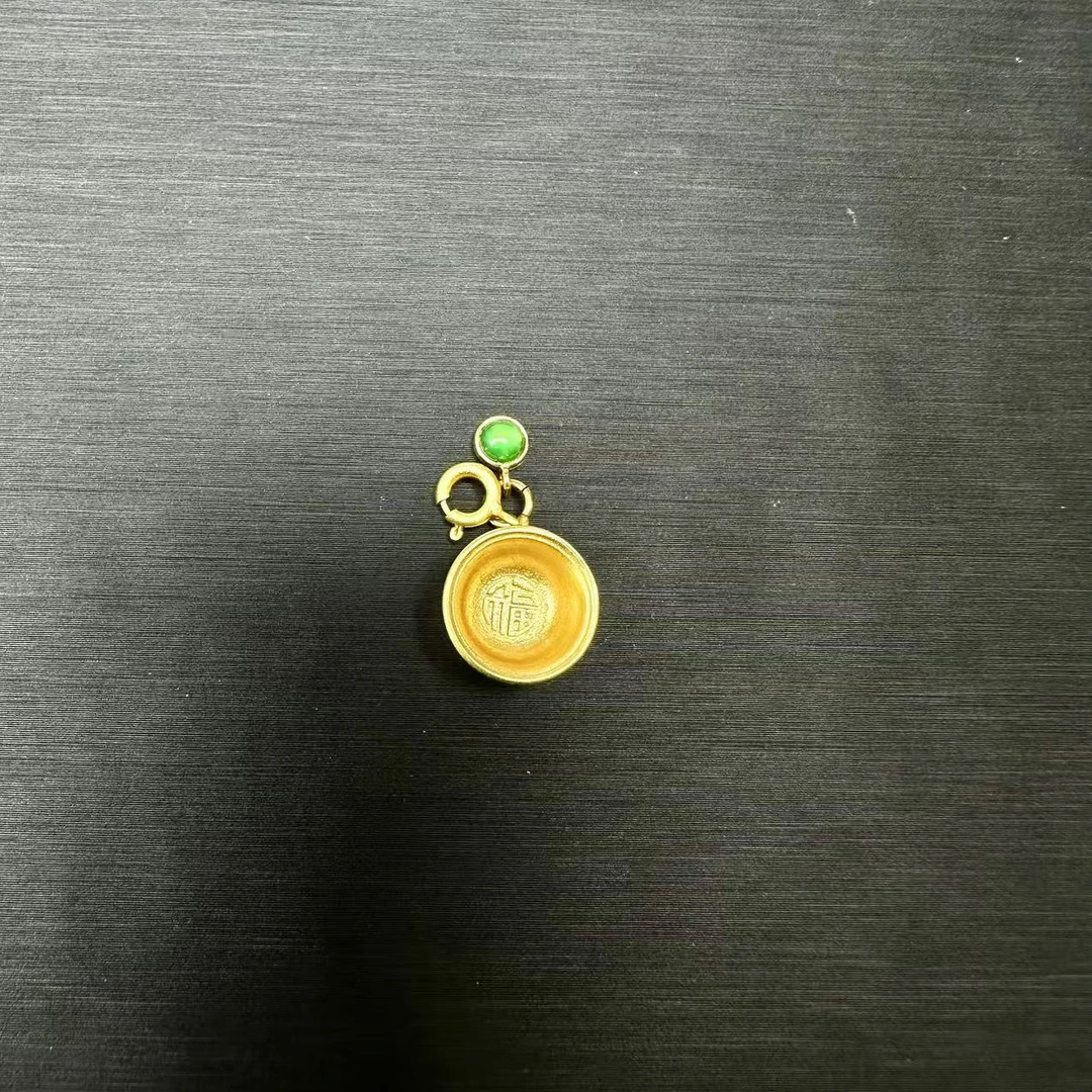 天然A货翡翠福碗小提溜多宝挂件S 925银镶嵌多样性发货