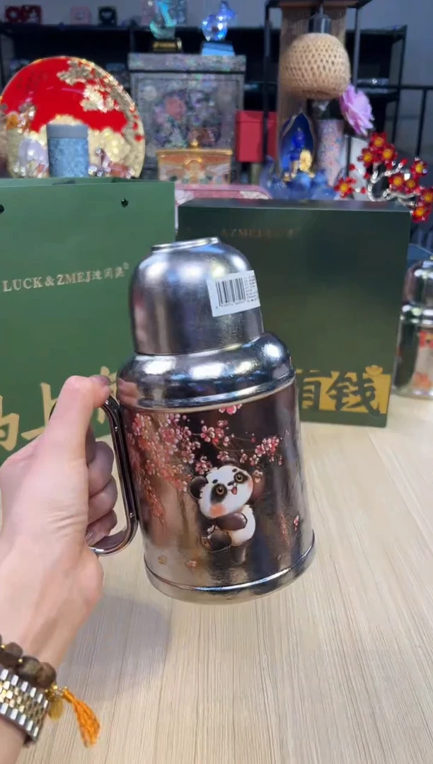 49造闵集纯钛保温壶套装-熊猫樱花