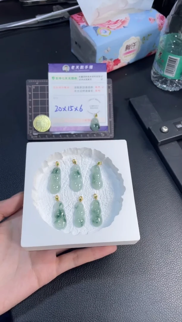 18K金镶嵌挂件翡翠豆子FL9配绳/多样性发其一ZBCP