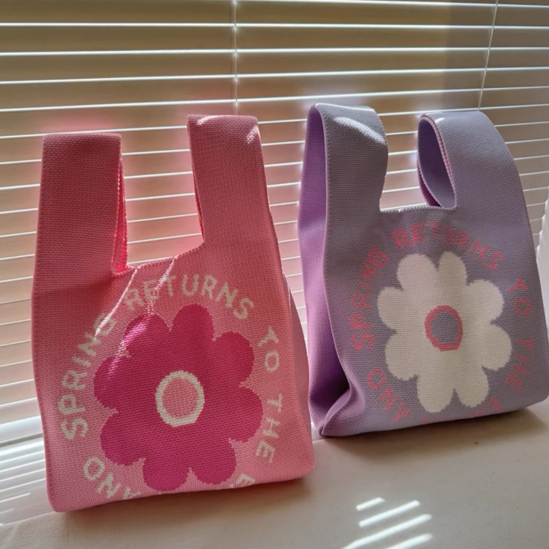 【Muusu】新款ins可爱花朵针织包节日伴手礼品袋上班通勤小拎包